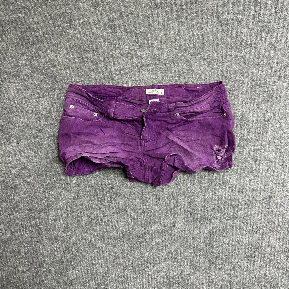 SO Shorts Womens Size 7 Purple Distressed Low Rise Cotton Denim Casual Cut Off